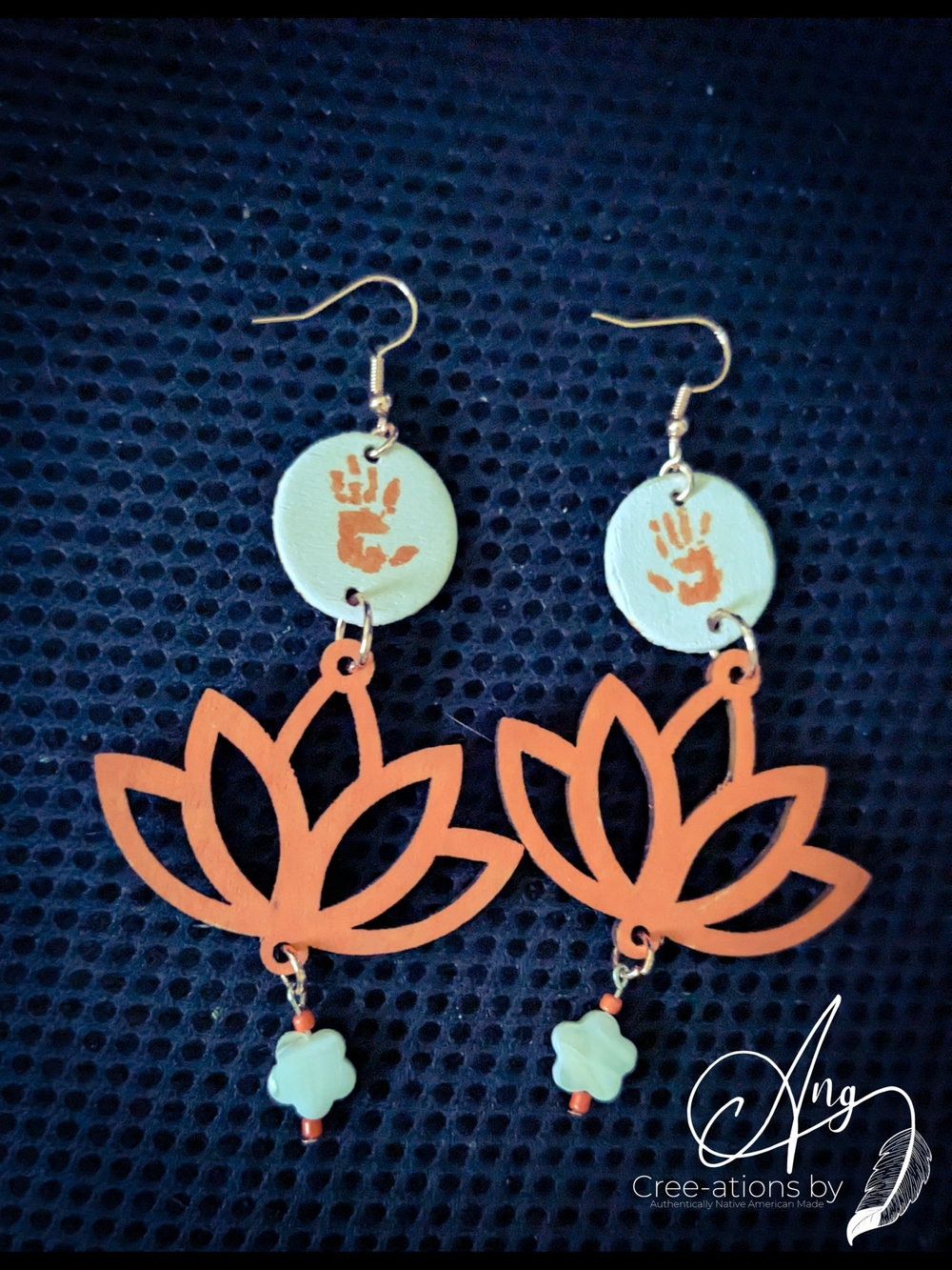 Indigenous Every Child Matters Orange Lotus Dangle Earrings